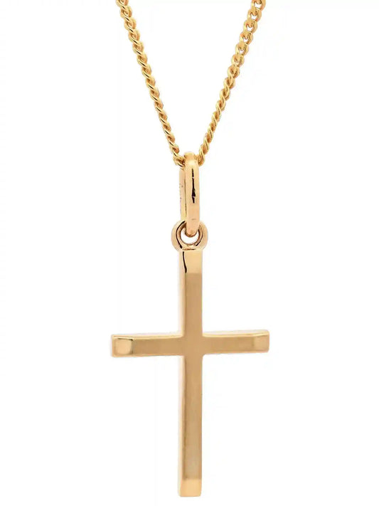 Gold Anhänger Kreuz mit Goldkette massiv 585 - 14 Karat Gold - Firma Holzenplotz - Silberketten-Goldketten.de 