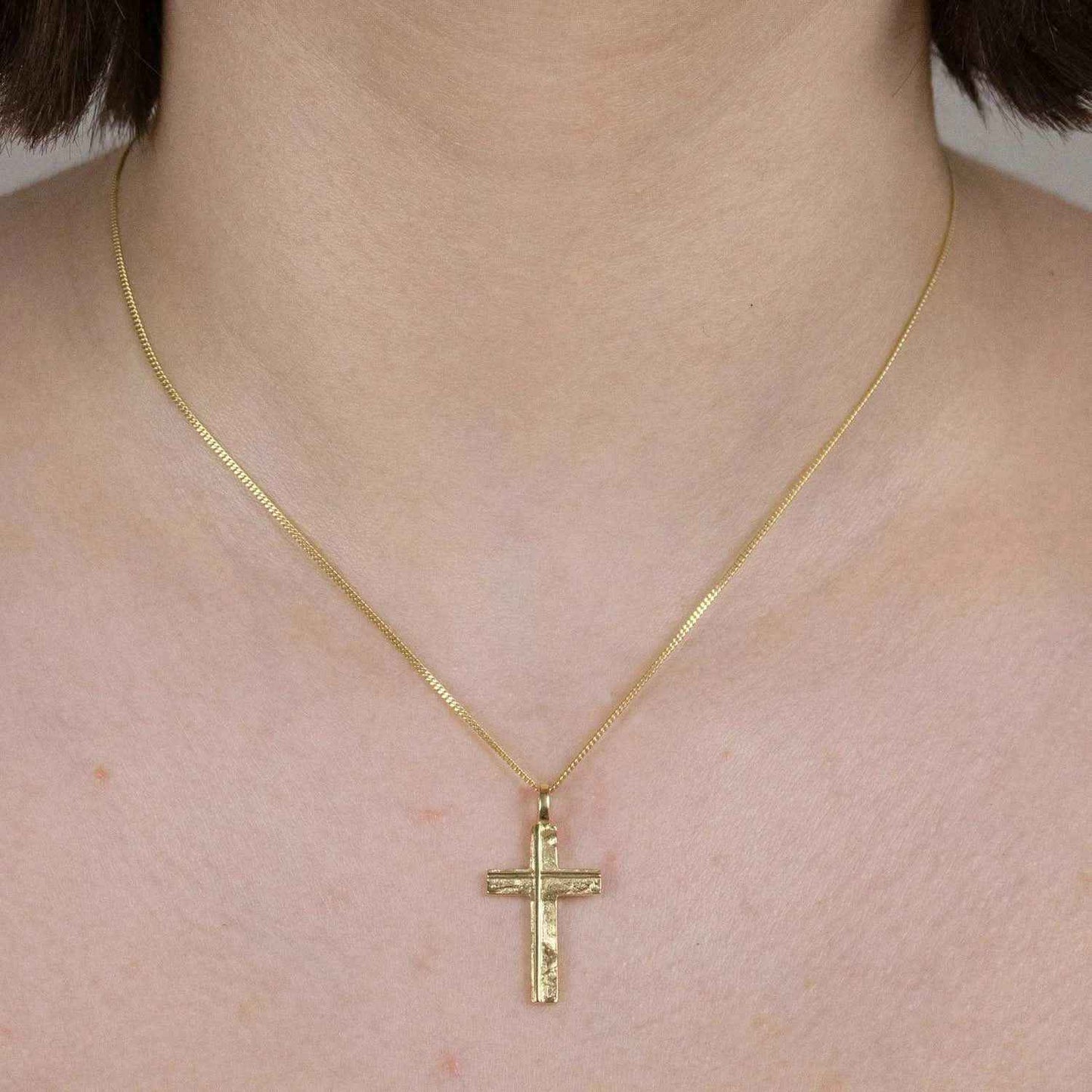 Gold Anhänger Kreuz mit Goldkette massiv 585 - 14 Karat Gold