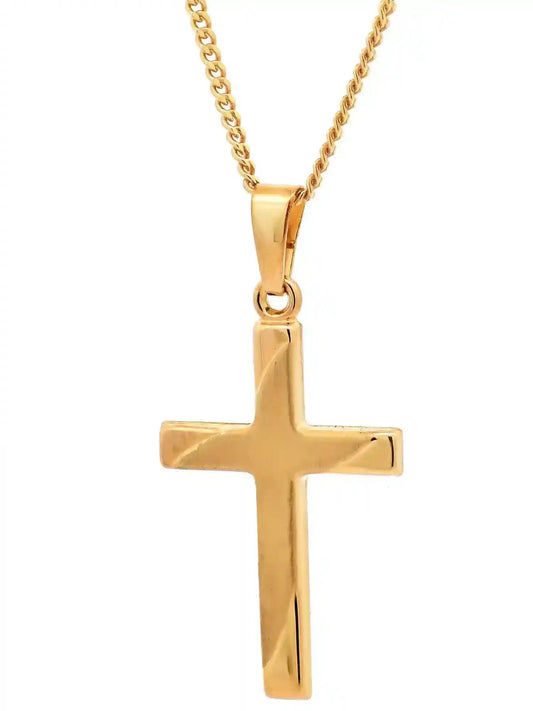 Gold Anhänger Kreuz mit Goldkette massiv 585 - 14 Karat Gold - Firma Holzenplotz - Silberketten-Goldketten.de 