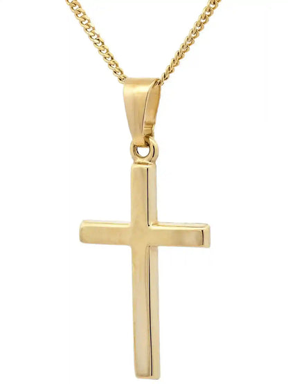 Gold Anhänger Kreuz mit Goldkette massiv 585 - 14 Karat Gold