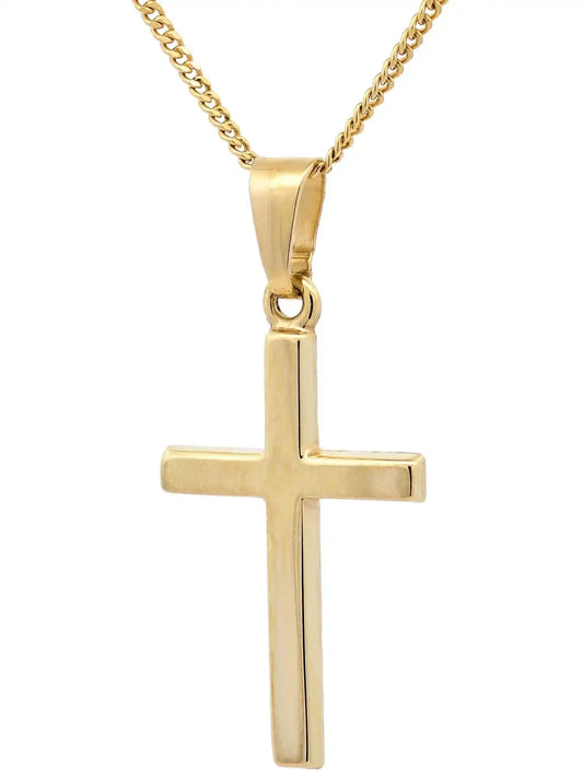Gold Anhänger Kreuz mit Goldkette massiv 585 - 14 Karat Gold