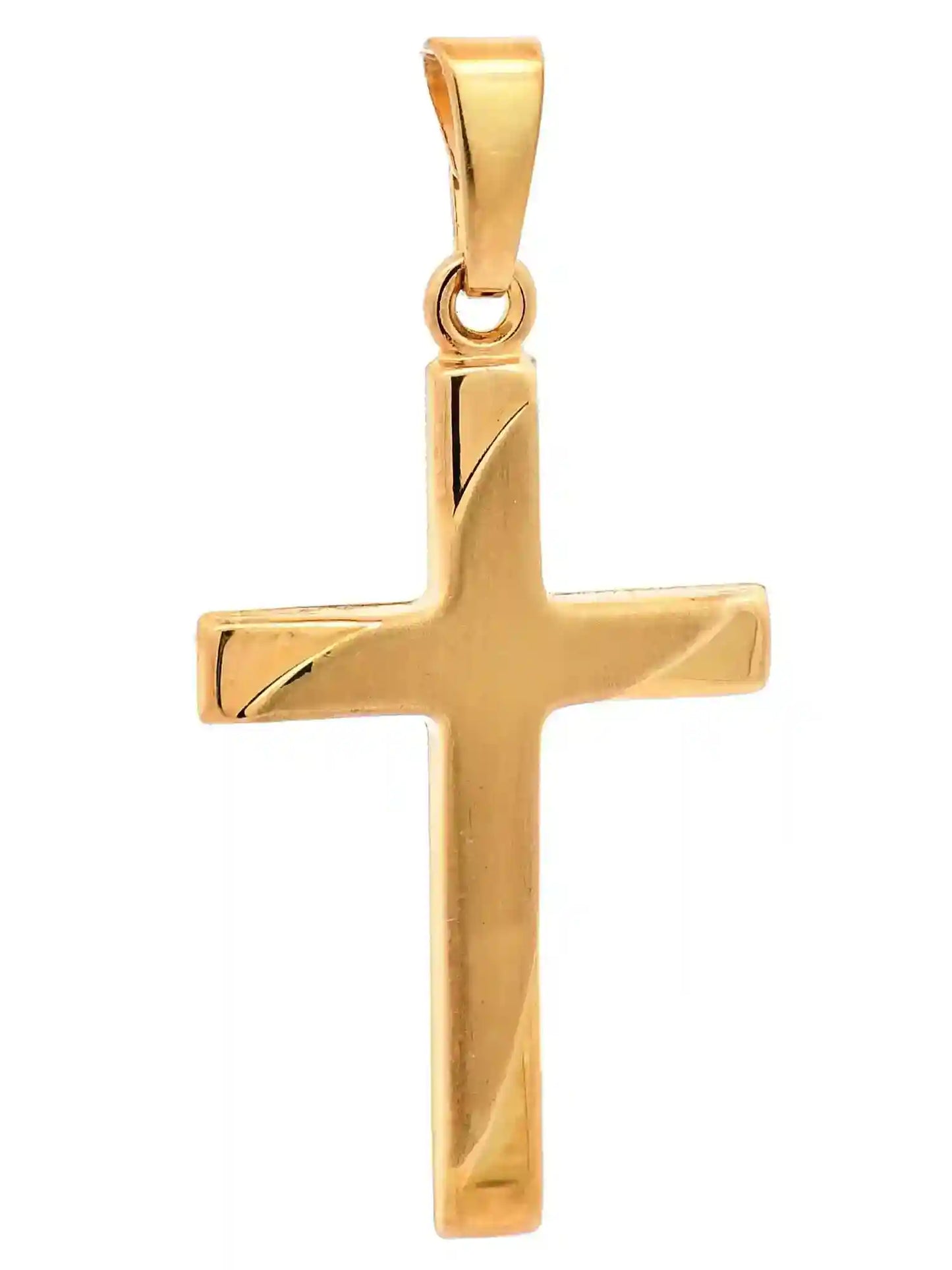 Gold Anhänger Kreuz mit Goldkette massiv 585 - 14 Karat Gold