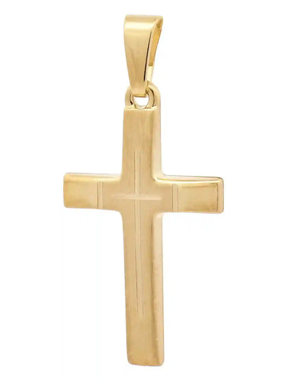 Gold Anhänger Kreuz mit Goldkette massiv 585 - 14 Karat Gold