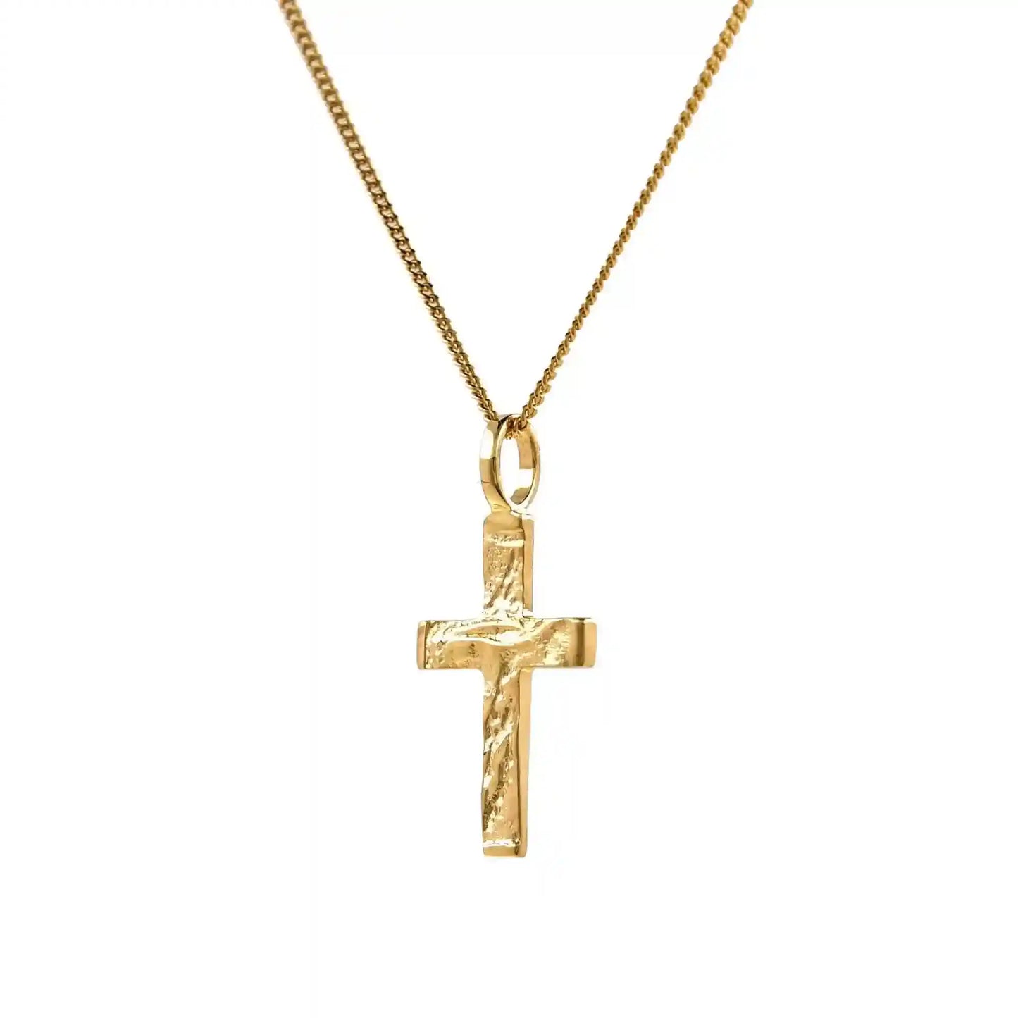 Gold Anhänger Kreuz mit Goldkette massiv 585 - 14 Karat Gold