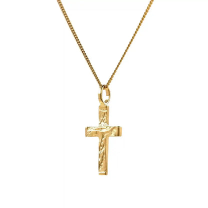 Gold Anhänger Kreuz mit Goldkette massiv 585 - 14 Karat Gold