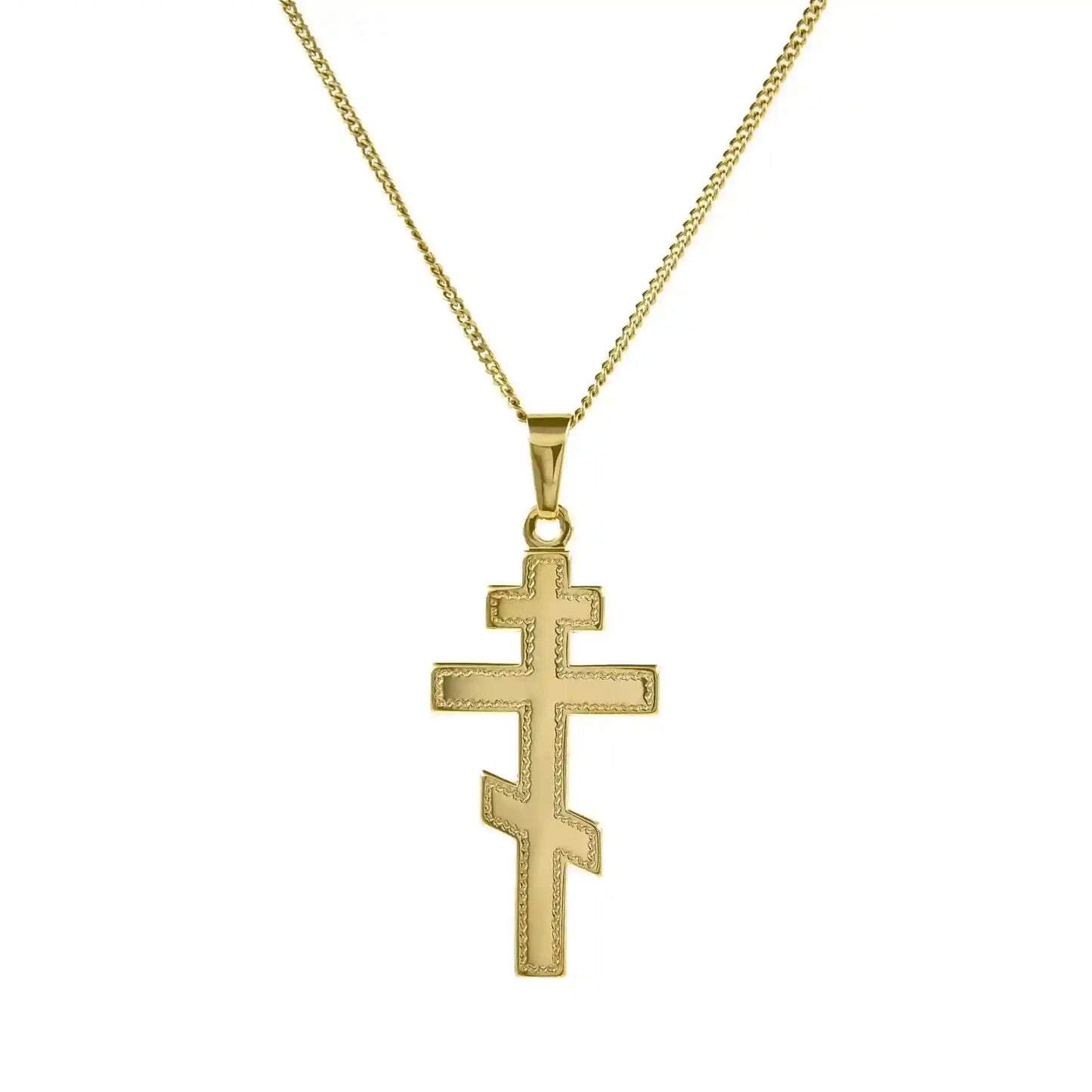 Gold Anhänger Kreuz mit Goldkette massiv 585 - 14 Karat Gold