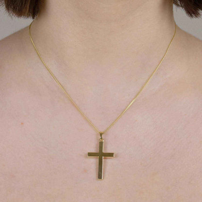 Gold Anhänger Kreuz mit Goldkette massiv 585 - 14 Karat Gold