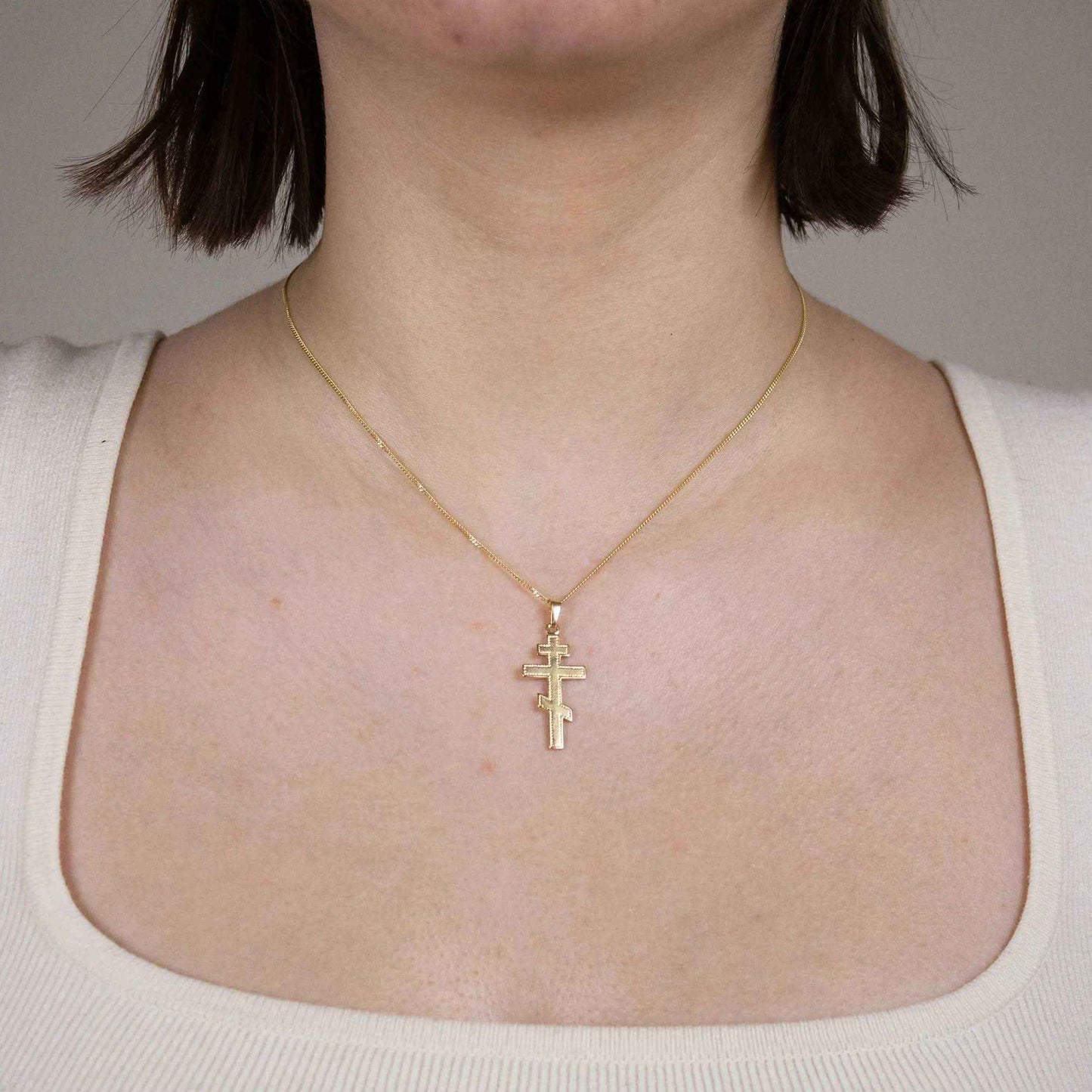 Gold Anhänger Kreuz mit Goldkette massiv 585 - 14 Karat Gold