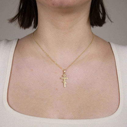 Gold Anhänger Kreuz mit Goldkette massiv 585 - 14 Karat Gold