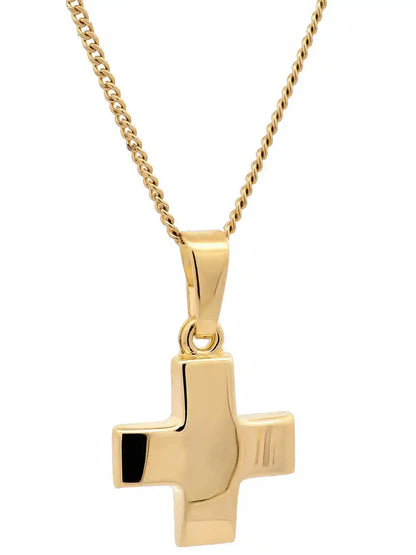 Gold Anhänger Kreuz mit Goldkette massiv 585 - 14 Karat Gold