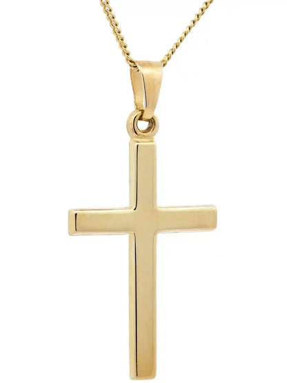 Gold Anhänger Kreuz mit Goldkette massiv 585 - 14 Karat Gold