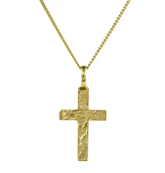 Gold Anhänger Kreuz mit Goldkette massiv 585 - 14 Karat Gold - Firma Holzenplotz - Silberketten-Goldketten.de 