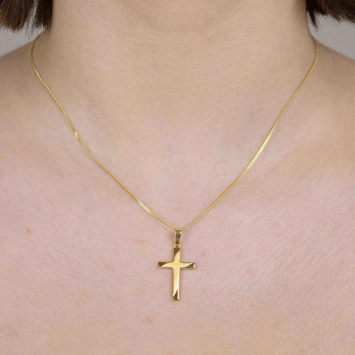Gold Anhänger Kreuz mit Goldkette massiv 585 - 14 Karat Gold