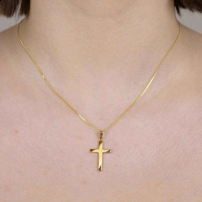 Gold Anhänger Kreuz mit Goldkette massiv 585 - 14 Karat Gold