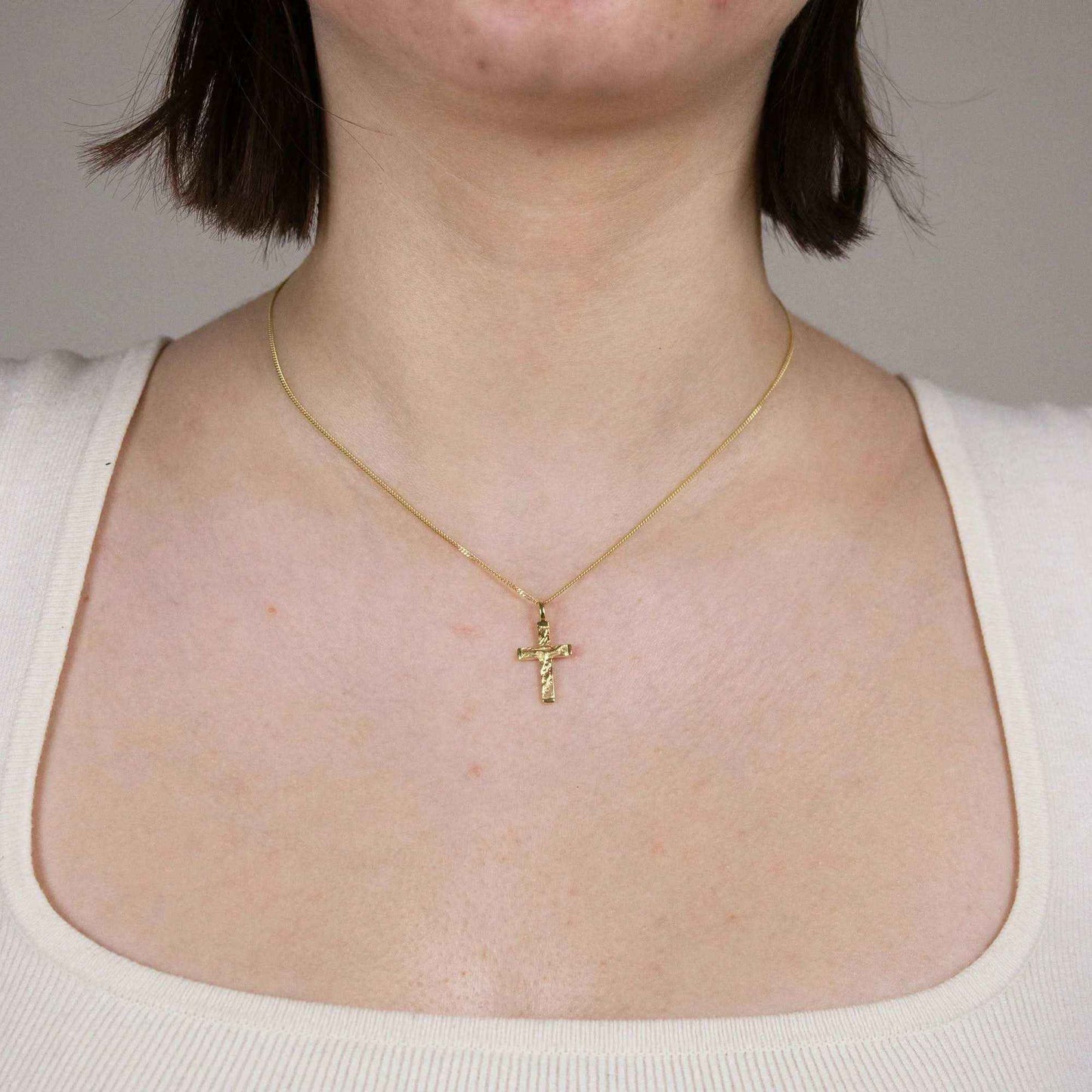 Gold Anhänger Kreuz mit Goldkette massiv 585 - 14 Karat Gold