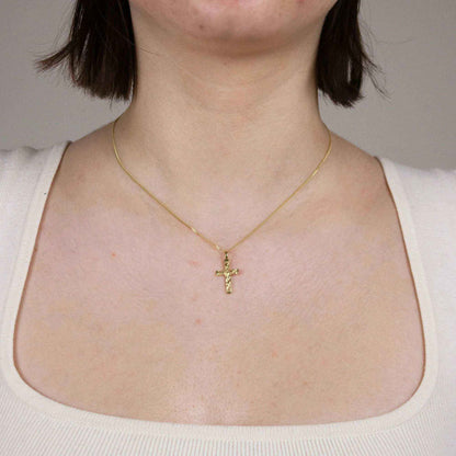 Gold Anhänger Kreuz mit Goldkette massiv 585 - 14 Karat Gold