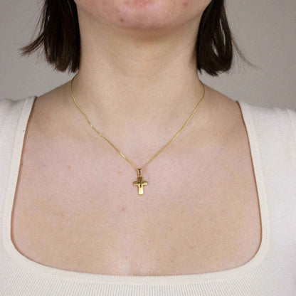 Anhänger Kreuz 585 14 Karat Gold mit massiver Goldkette 1,1 mm 585-14 Karat Gold Juwelier Qualität