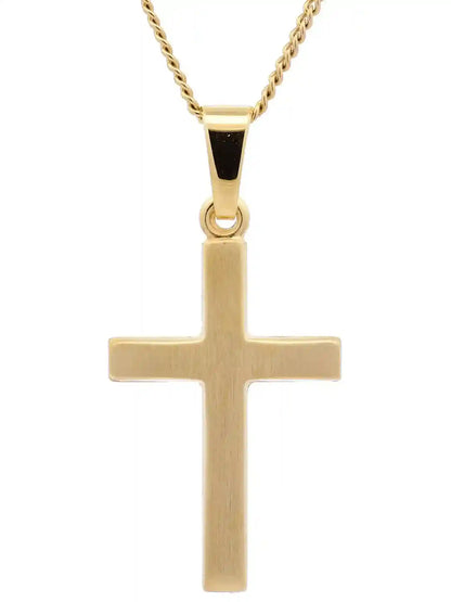 Gold Anhänger Kreuz mit Goldkette massiv 585 - 14 Karat Gold