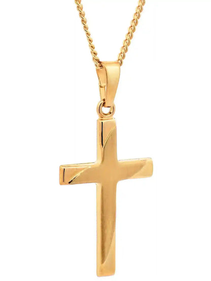 Gold Anhänger Kreuz mit Goldkette massiv 585 - 14 Karat Gold