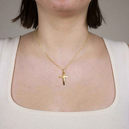 Gold Anhänger Kreuz mit Goldkette massiv 585 - 14 Karat Gold