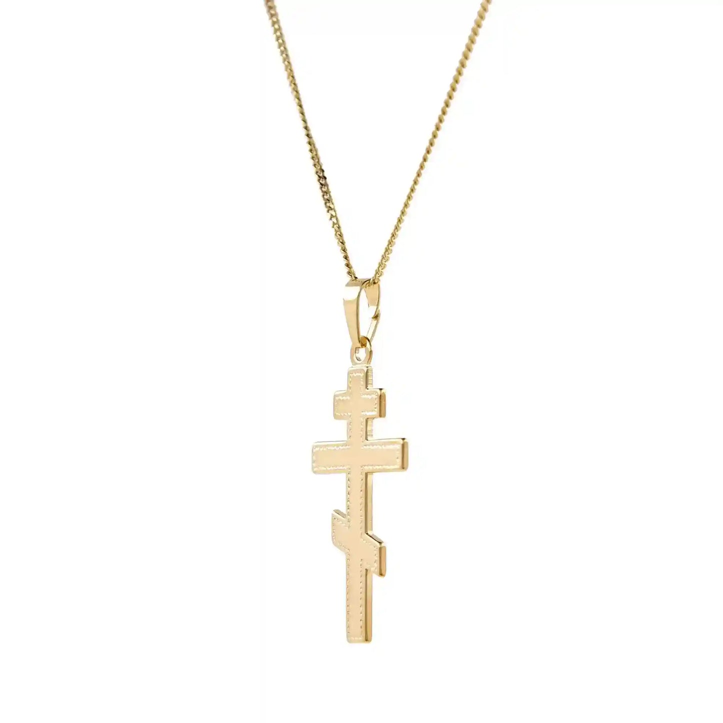Gold Anhänger Kreuz mit Goldkette massiv 585 - 14 Karat Gold