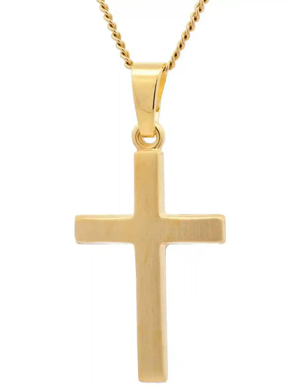 Gold Anhänger Kreuz mit Goldkette massiv 585 - 14 Karat Gold