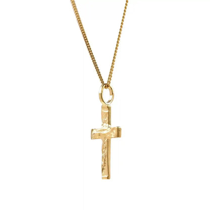 Gold Anhänger Kreuz mit Goldkette massiv 585 - 14 Karat Gold