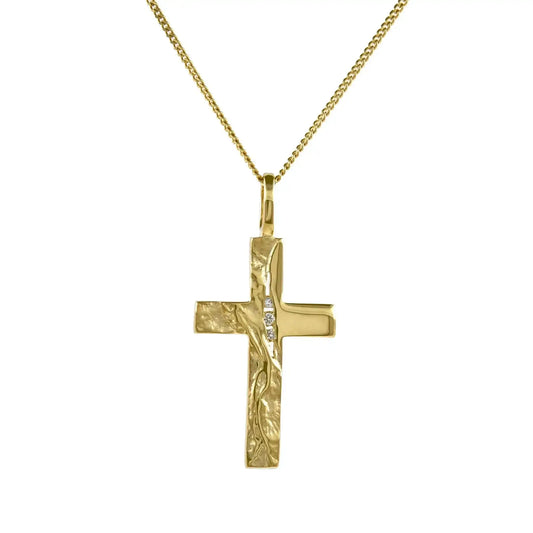 Gold Anhänger Kreuz Zirkonia mit Goldkette massiv 333 - 8 Karat Gold
