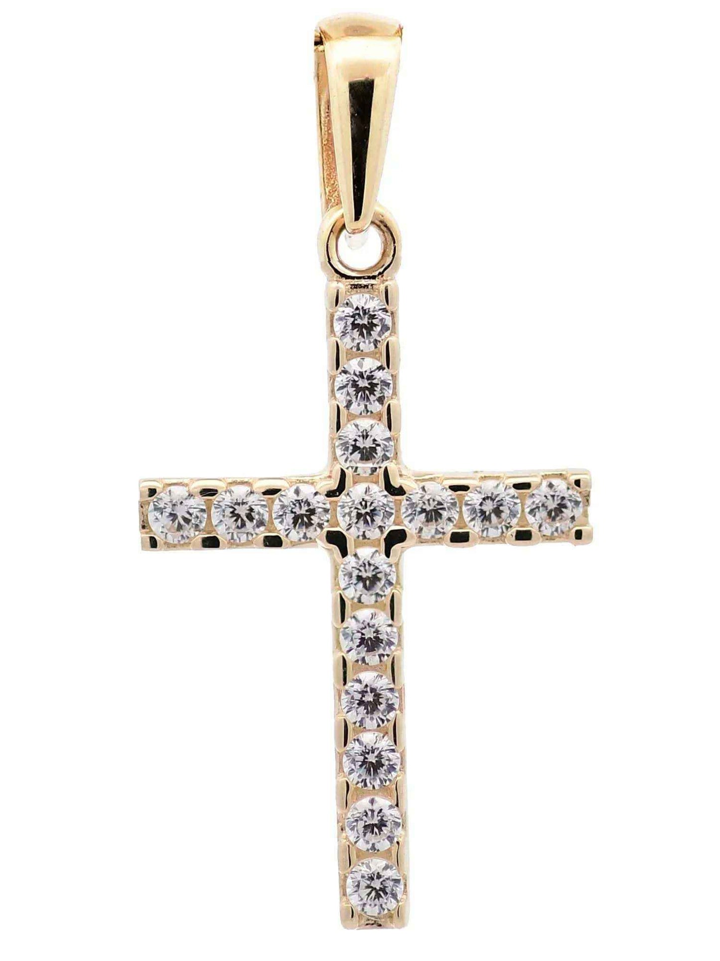 Gold Anhänger Kreuz Zirkonia mit Goldkette massiv 333 - 8 Karat Gold
