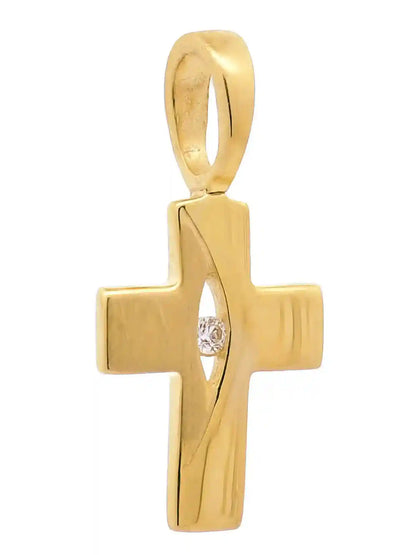Gold Anhänger Kreuz Zirkonia mit Goldkette massiv 333 - 8 Karat Gold