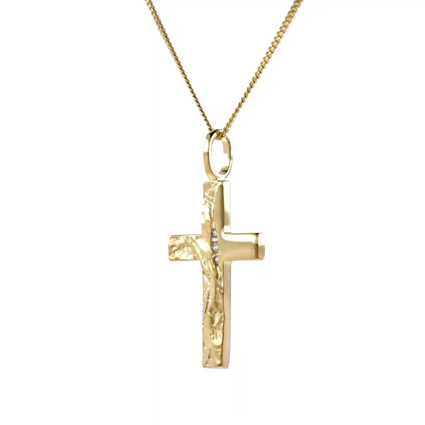 Gold Anhänger Kreuz Zirkonia mit Goldkette massiv 333 - 8 Karat Gold