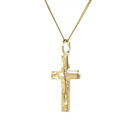 Gold Anhänger Kreuz Zirkonia mit Goldkette massiv 333 - 8 Karat Gold