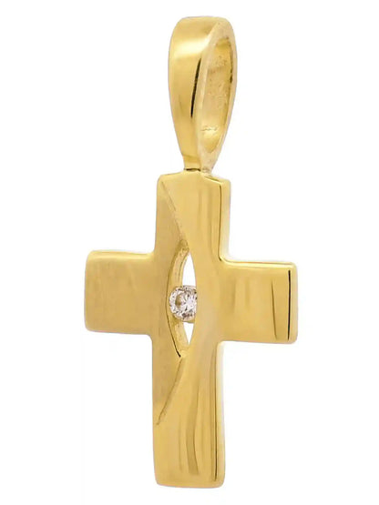 Gold Anhänger Kreuz Zirkonia mit Goldkette massiv 333 - 8 Karat Gold