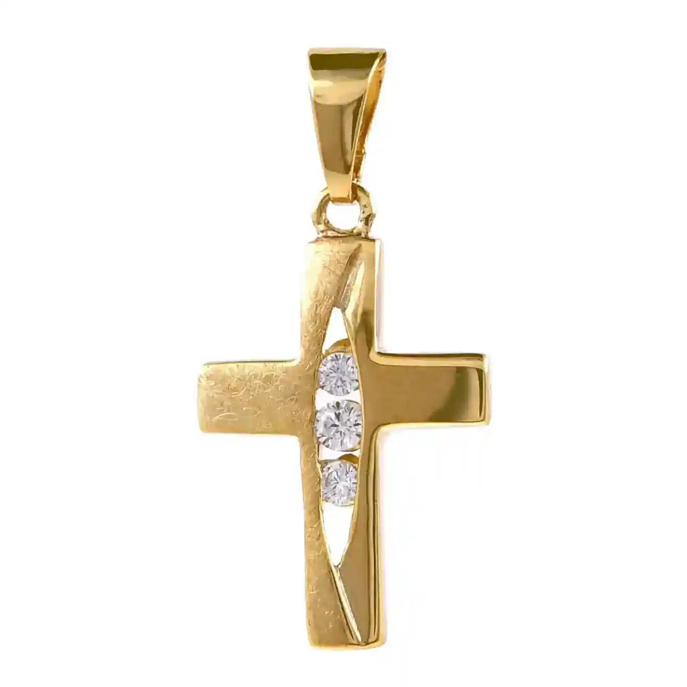 Gold Anhänger Kreuz Zirkonia mit Goldkette massiv 333 - 8 Karat Gold - Firma Holzenplotz - Silberketten-Goldketten.de 