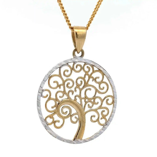 Gold Anhänger Lebensbaum mit Goldkette massiv 333-8 Karat Gold - Firma Holzenplotz - Silberketten-Goldketten.de 