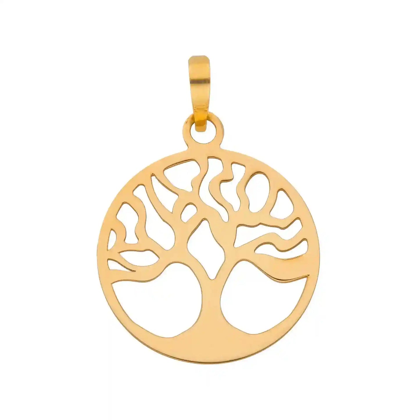 Gold Anhänger Lebensbaum mit Goldkette massiv 333 - 8 Karat Gold - Firma Holzenplotz - Silberketten-Goldketten.de 