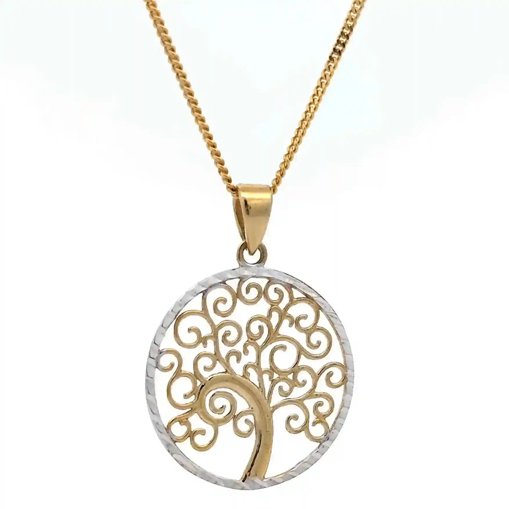 Gold Anhänger Lebensbaum mit Goldkette massiv 333-8 Karat Gold - Firma Holzenplotz - Silberketten-Goldketten.de 