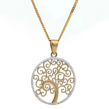 Gold Anhänger Lebensbaum mit Goldkette massiv 333-8 Karat Gold - Firma Holzenplotz - Silberketten-Goldketten.de 