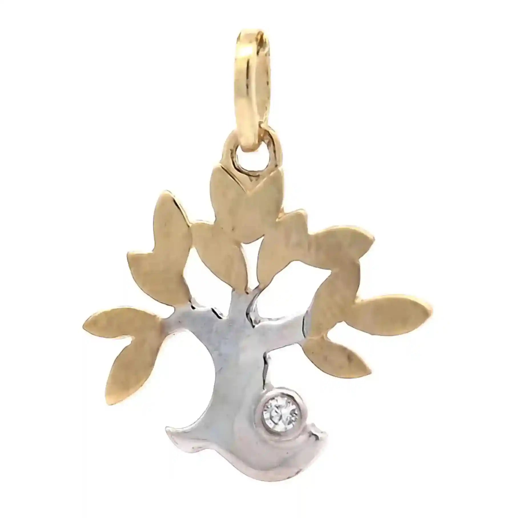 Gold Anhänger Lebensbaum Zirkonia mit Goldkette 333 -8 Karat Gold - Firma Holzenplotz - Silberketten-Goldketten.de 