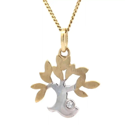 Gold Anhänger Lebensbaum Zirkonia mit Goldkette 333 -8 Karat Gold - Firma Holzenplotz - Silberketten-Goldketten.de 