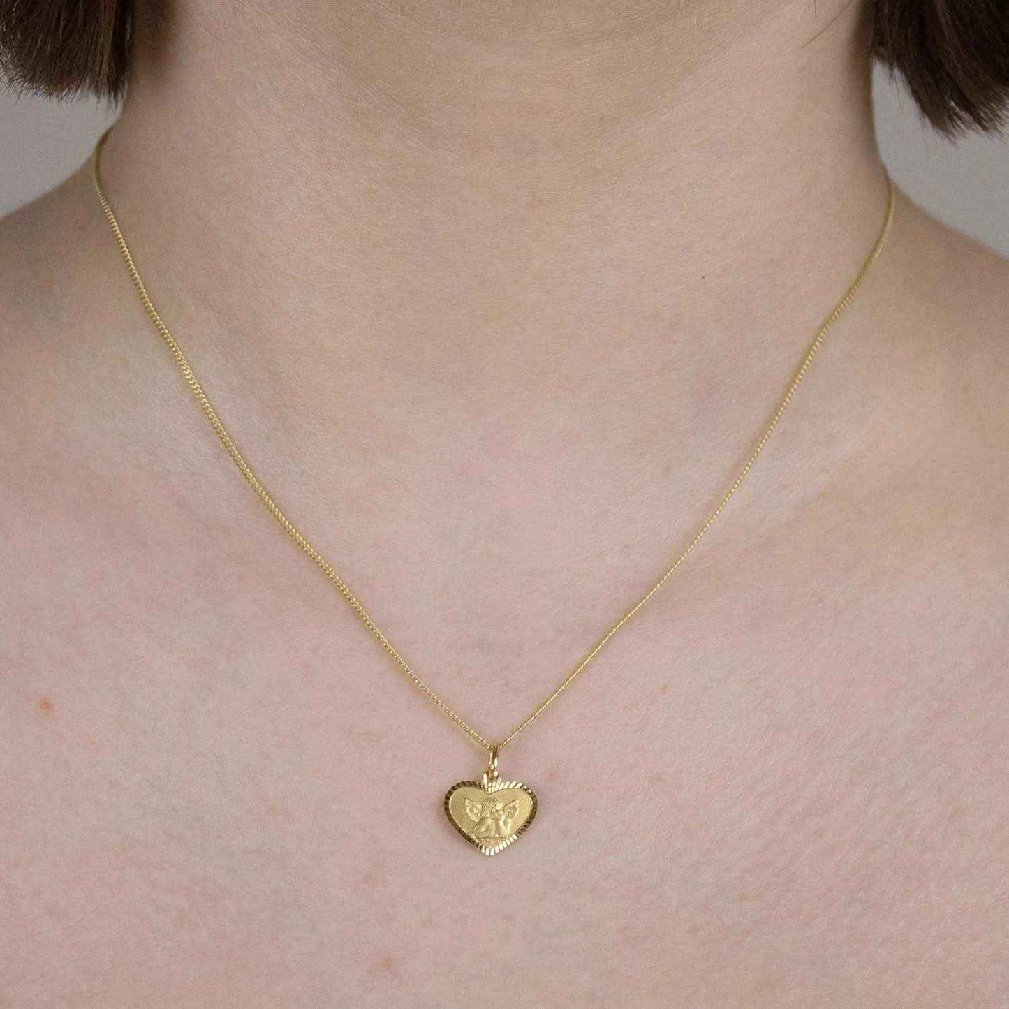 Gold Anhänger Medaille Amor mit Goldkette massiv 333 - 8 Karat Gold - Firma Holzenplotz - Silberketten-Goldketten.de 