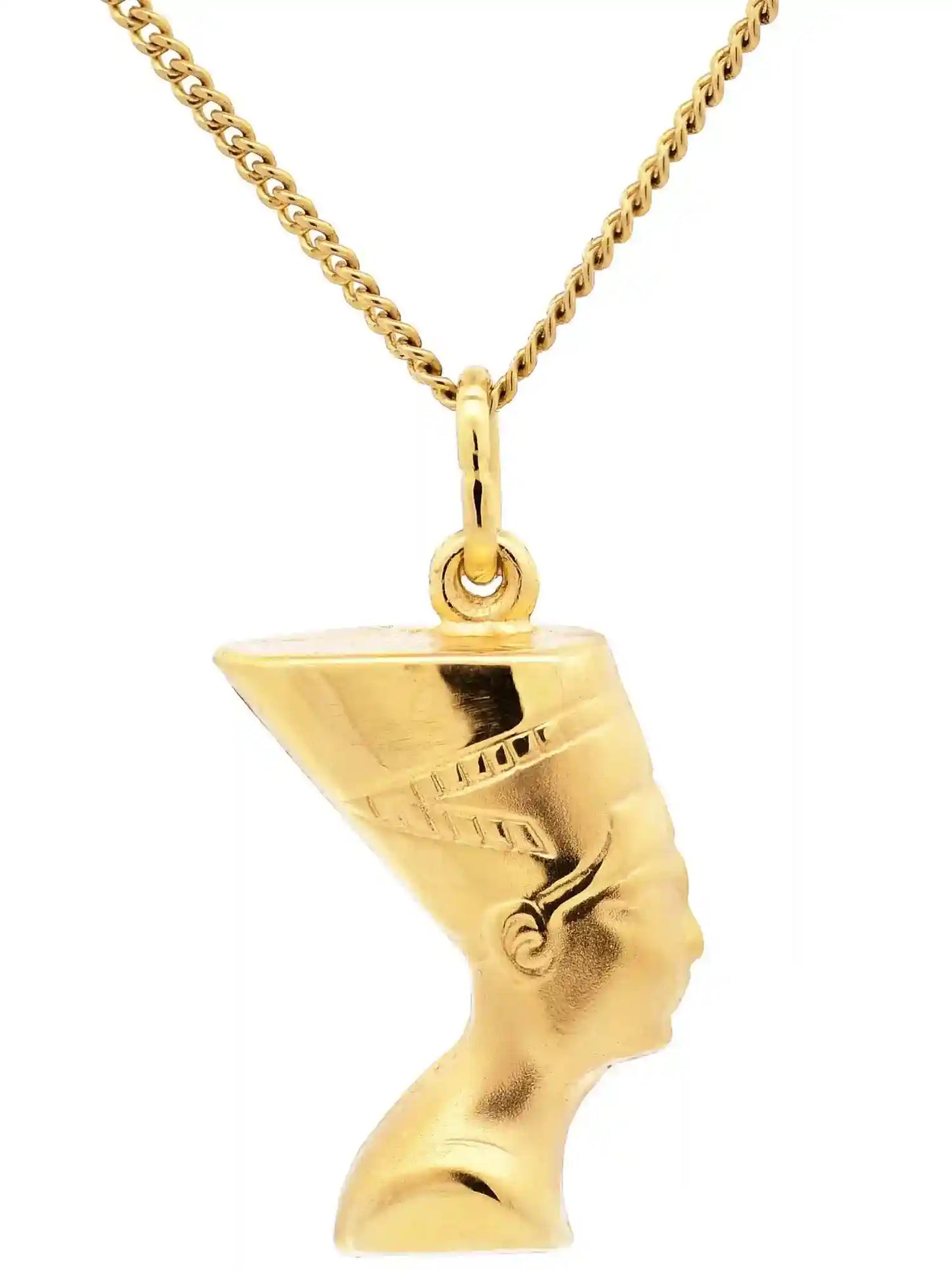 Gold Anhänger Nofretete mit Goldkette massiv 333 - 8 Karat Gold - Firma Holzenplotz - Silberketten-Goldketten.de 