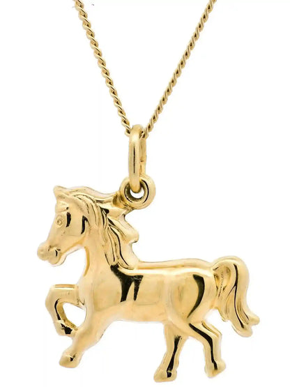 Gold Anhänger Pferd  mit Goldkette massiv 333 - 8 Karat Gold