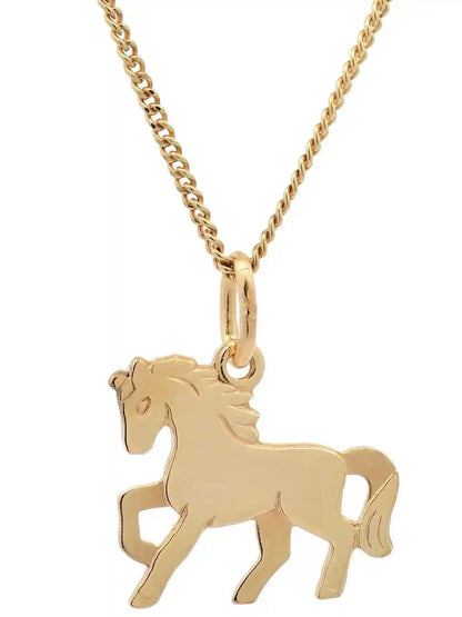 Gold Anhänger Pferd  mit Goldkette massiv 333 - 8 Karat Gold