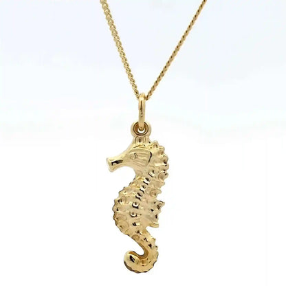 Gold Anhänger Seepferdchen  mit Goldkette massiv 333 - 8 Karat Gold