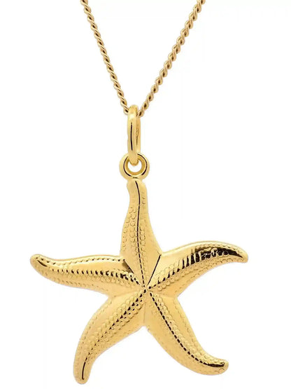 Gold Anhänger Seestern  mit Goldkette massiv 333 - 8 Karat Gold