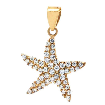 Gold Anhänger Seestern Zirkonia  mit Goldkette massiv 333-8 Karat Gold