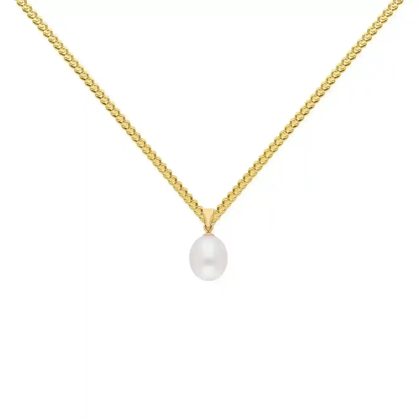 Gold Anhänger Süßwasserperle mit Goldkette 585-14 Karat Gold - Firma Holzenplotz - Silberketten-Goldketten.de 