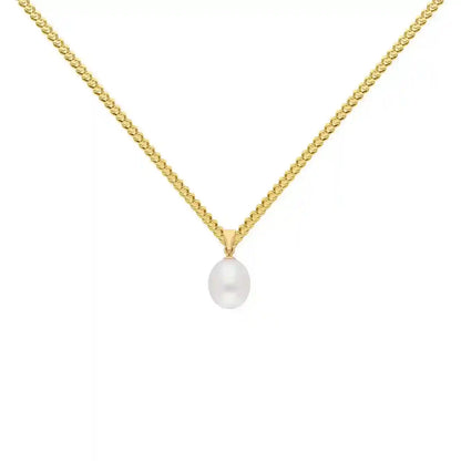 Gold Anhänger Süßwasserperle mit Goldkette 585-14 Karat Gold - Firma Holzenplotz - Silberketten-Goldketten.de 