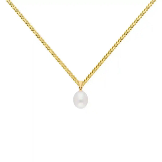 Gold Anhänger Süßwasserperle mit Goldkette 585-14 Karat Gold - Firma Holzenplotz - Silberketten-Goldketten.de 